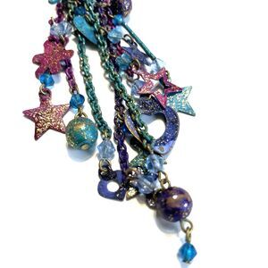 Bohemian Star Charm Necklace 32” Colorful Fantasy